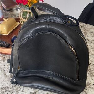 Margot Black Leather Backpack with Gold Accents USED TWICE excellent condition